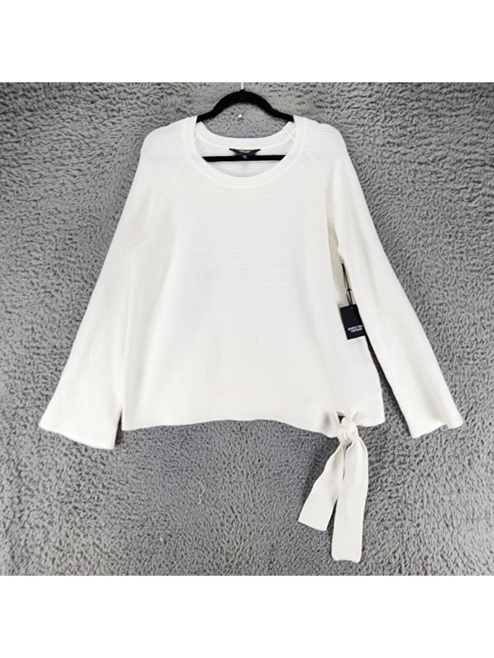 Simply Vera Sweater Womens XL Cream Knit Tie Side Scoop Neck Pullover *NWT*